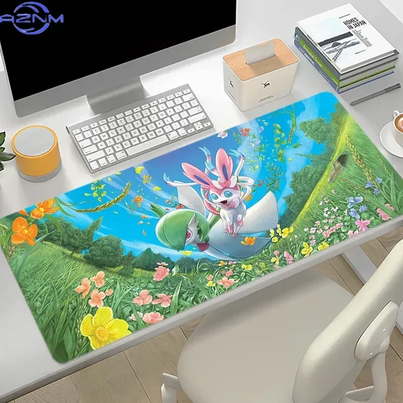 Colorful Flower Meadow Cartoon Creatures Scenery Mouse Pad Rubber Non Slip Desk Mat for Gaming Computer Table Decor