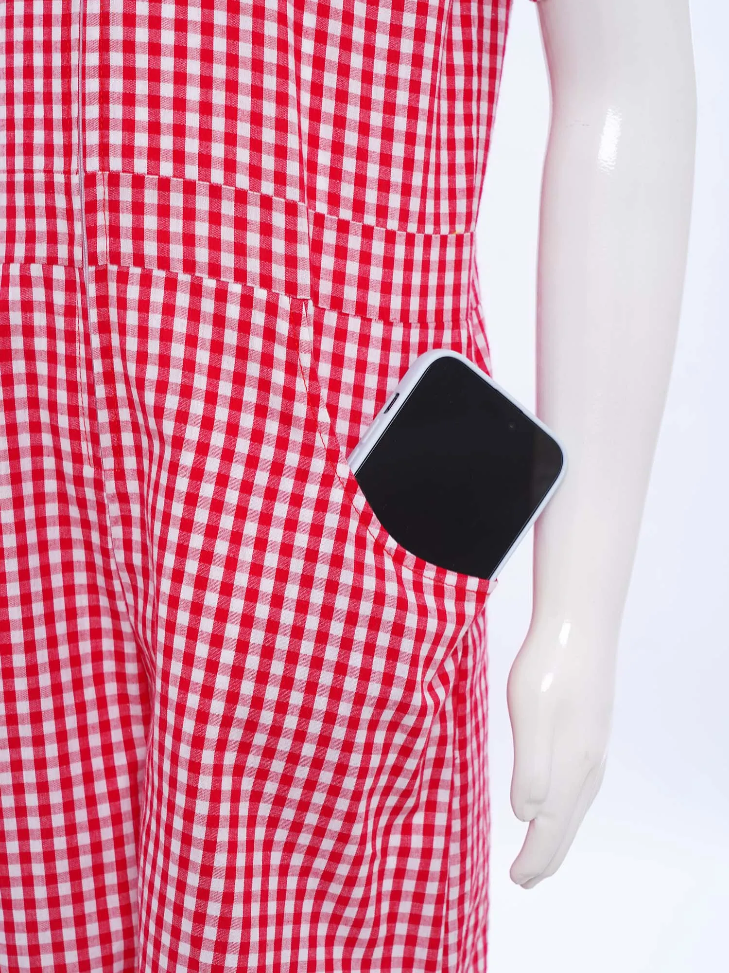 Uniforme scolastica per bambina, tutina casual scozzese, colletto rovesciato, manica corta, cerniera frontale, tuta con tasche per la festa quotidiana