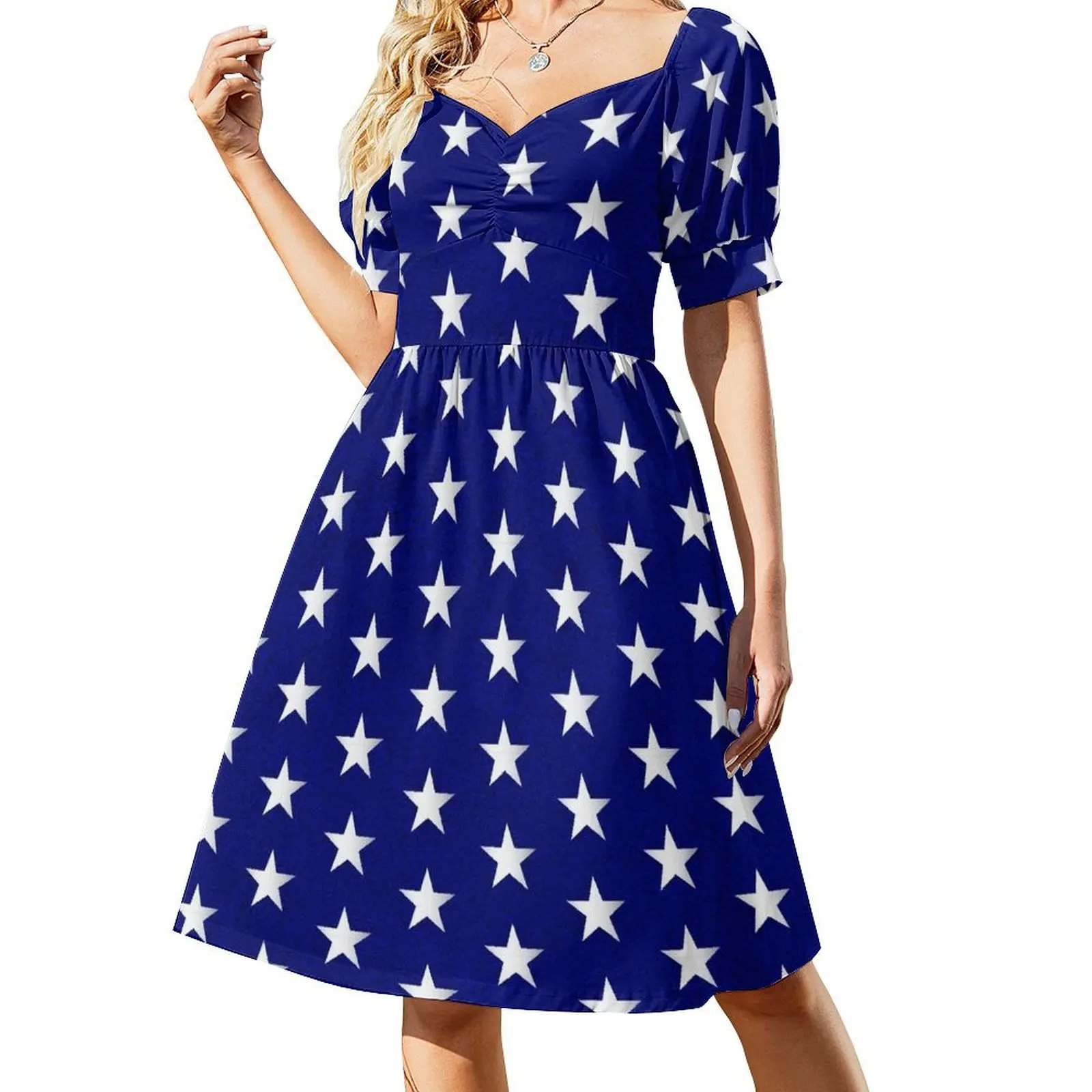 

American Flag Stars Pattern Short Sleeved Dress elegant guest wedding dress summer dress woman 2025 trendy womans clothing