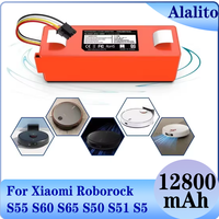 NEW Original 14.4V 12800mAh Robotic Vacuum Cleaner Replacement Battery For Xiaomi Roborock S55 S60 S65 S50 S51 S5 MAX S6 Parts