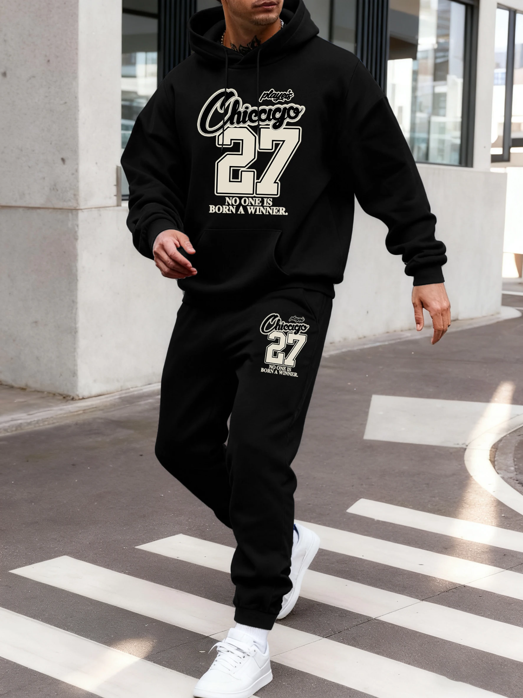 2026 New Chicago Player No. 27 Printed Men's Hoodie, Comfortable Versatile Sweatshirt Leisure Sports Jogging Set