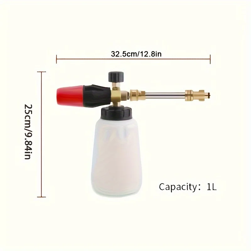 1L Foam Cannon for Car Wash - 5 Nozzle Snow Foam Gun Kit, Compatible with Bosch Aquatak 100/110/115/1200 Plus & More