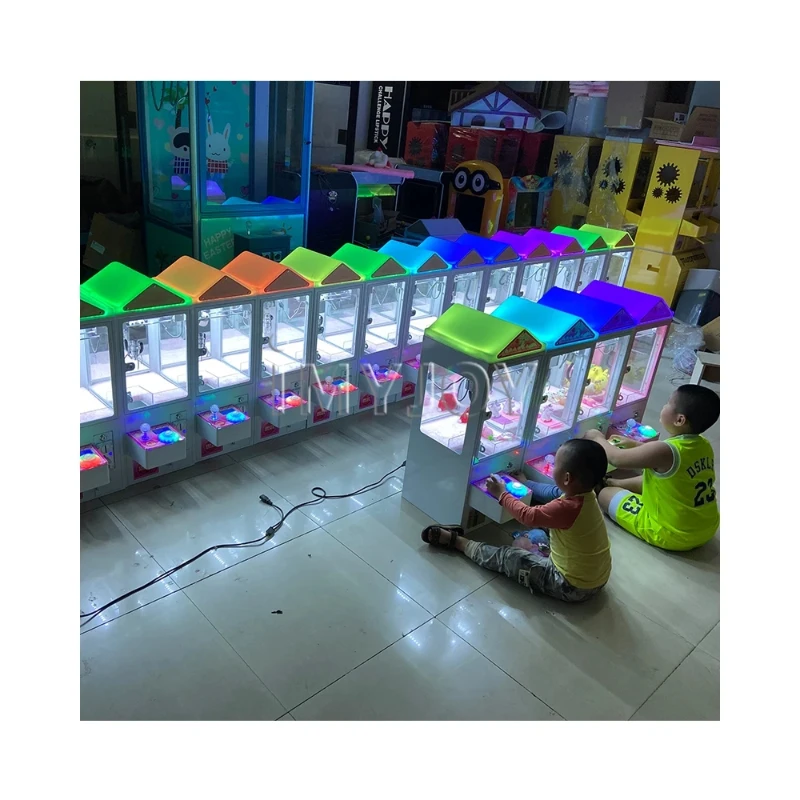 

Wholesale coin operated mini luxury golden house arcade crane game grabber plush crazy toys 2 claw machine with cash acceptor