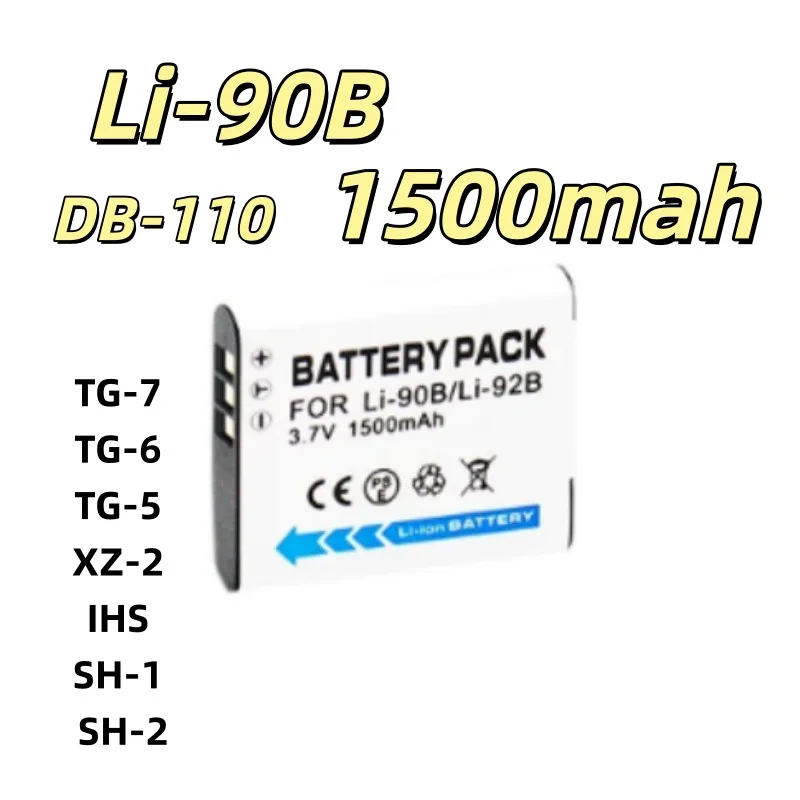 Replacement battery Li-90B 1500mAh 3.6V for Li-92B DB-110 DB110 GRIII third generation camera battery TG-7 TG-6 TG-5 XZ-2 SH-1