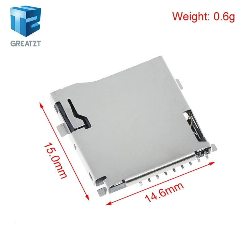 GREATZT Push-Push Type TF Micro SD Card Socket Adapter Automatic PCB Connector