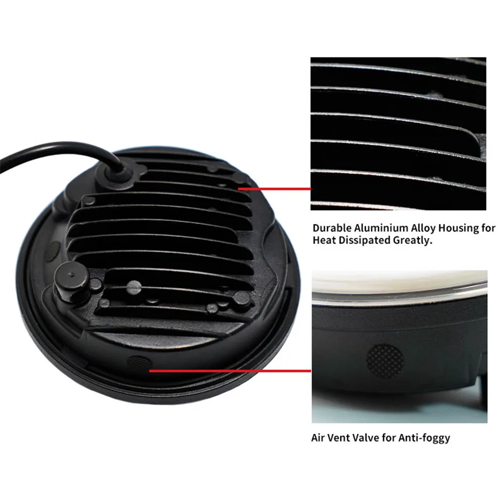 5.75" LED Headlight With Halo DRL & Turn Signal – Fits Harley Sportster 883 1200, Dyna, Black Housing