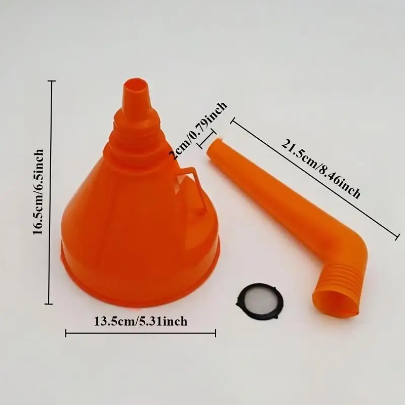 1Pc Universal Fit Plastic Gas Can Funnel with Mesh Filter Long Spout for Motorcycle Car Refueling Engine Oil Filling Tool - view 2