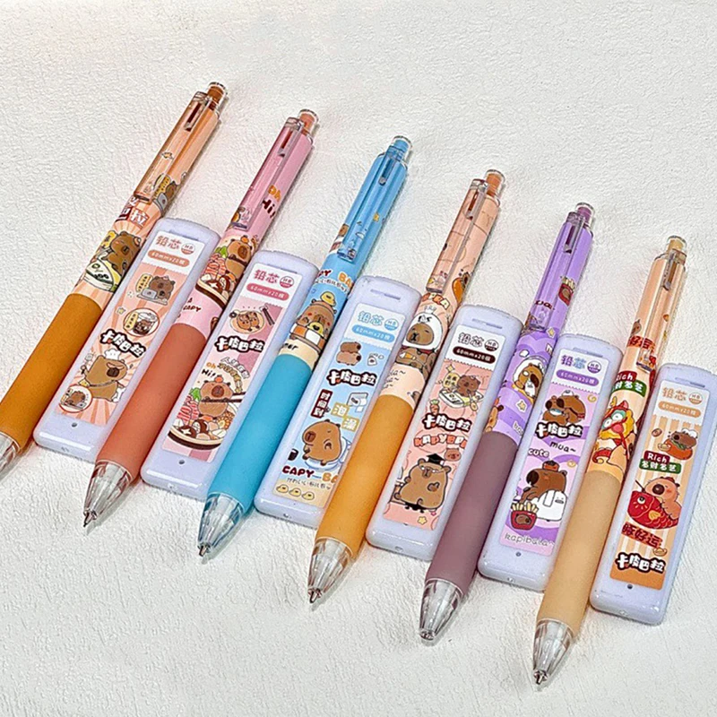 0.5mm Kawaii Capybara Mechanical Pencil Set Cute School Office Supplies Writing Drawing Pencils Cartoon Children Stationery Gift