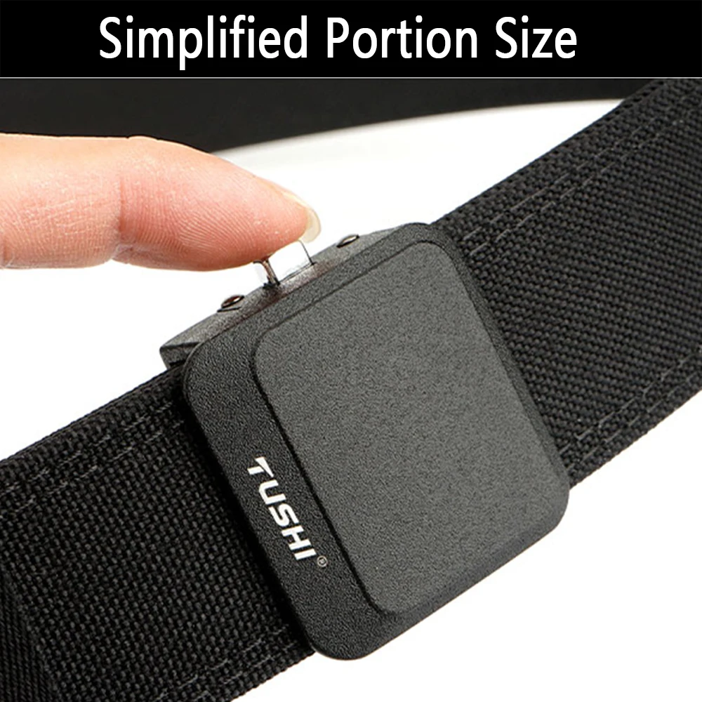 TUSHI Nylon-Hartgürtel für Herren, automatische Metallschnalle, Outdoor-EDC-IPSC-Zubehör, große Größe 120–150 cm, Militärgürtel – Detail 8