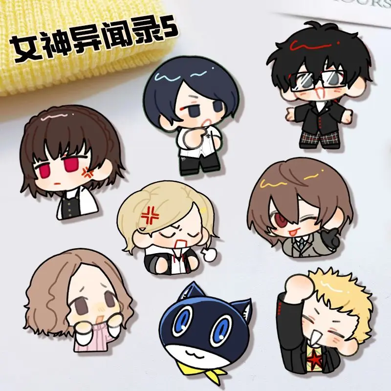 Persona 5 Anime Amamiya Ren Akechi Goro Acrylic Backpack Button Clothes Collar Badge Brooch Cosplay Gift