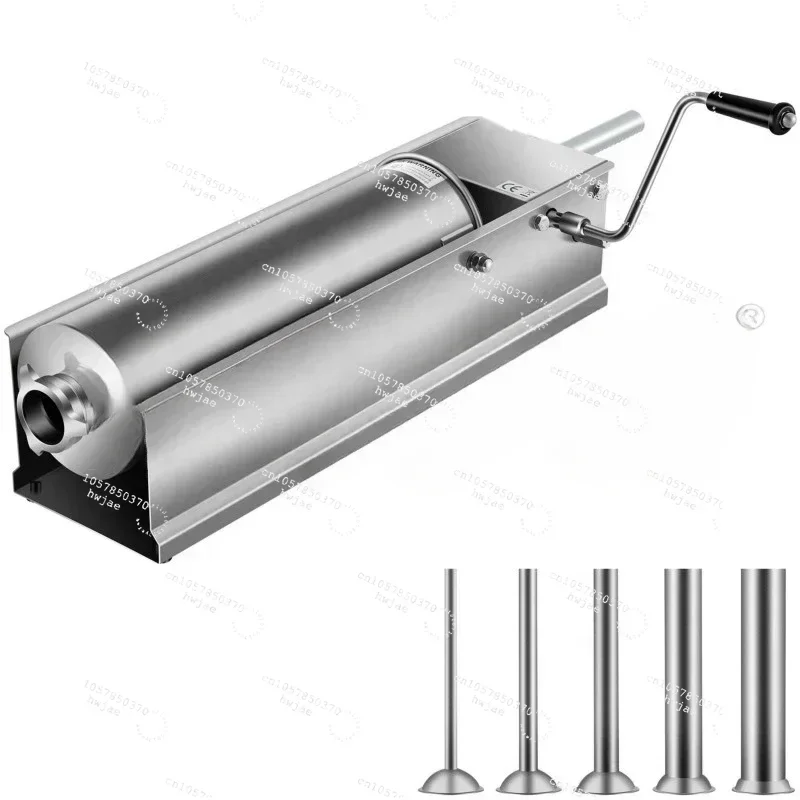 LTPK Horizontal Sausage Stuffer 7L Manual Sausage Maker With 5 Filling Nozzles Sausage Stuffing Machine For Home