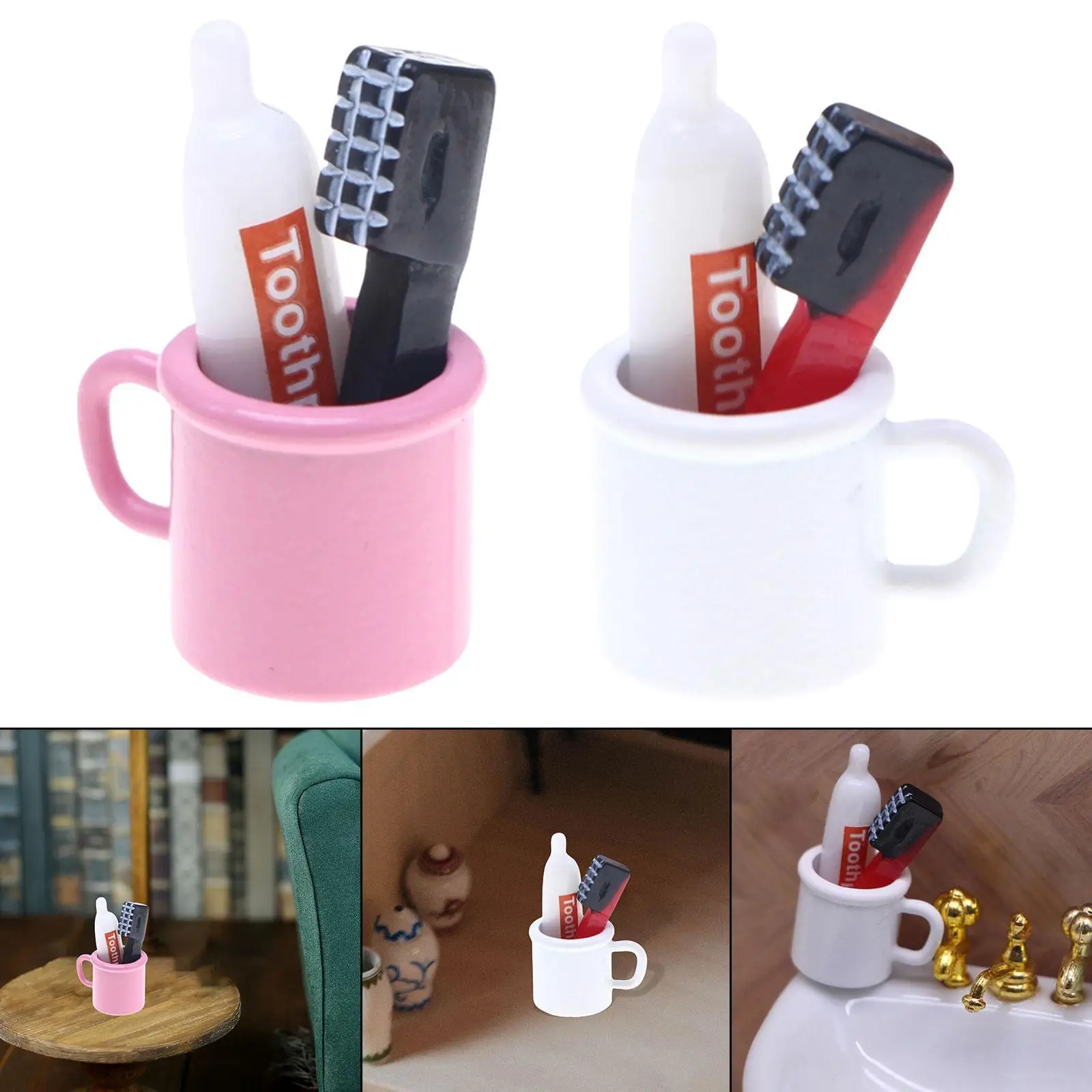 

3 Pieces Dollhouse Bathroom Accessories Scene Model 1/12 Crafts Mini for Scene