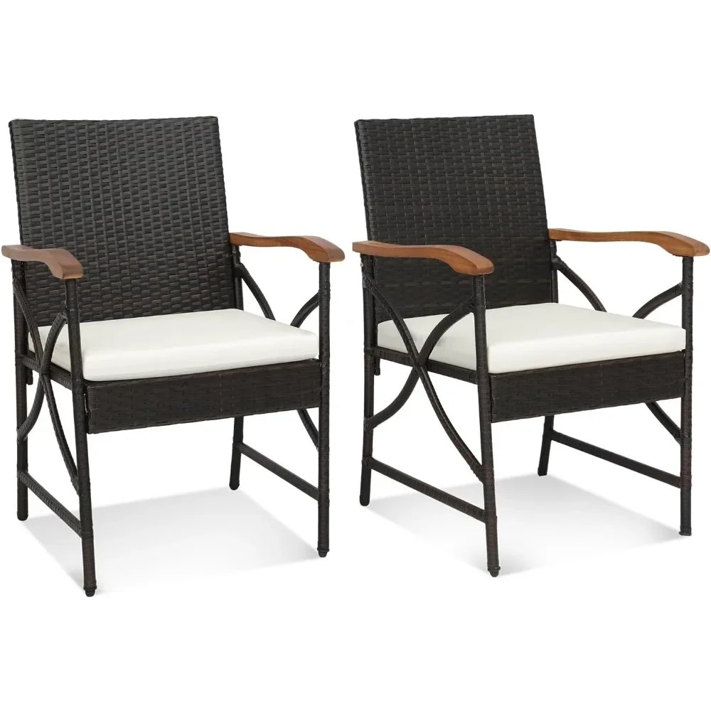 Patio Wicker Chair ,  w/Soft Zippered Cushion, Heavy-Duty Metal Frame & All-Weather, for Backyard, Balcony