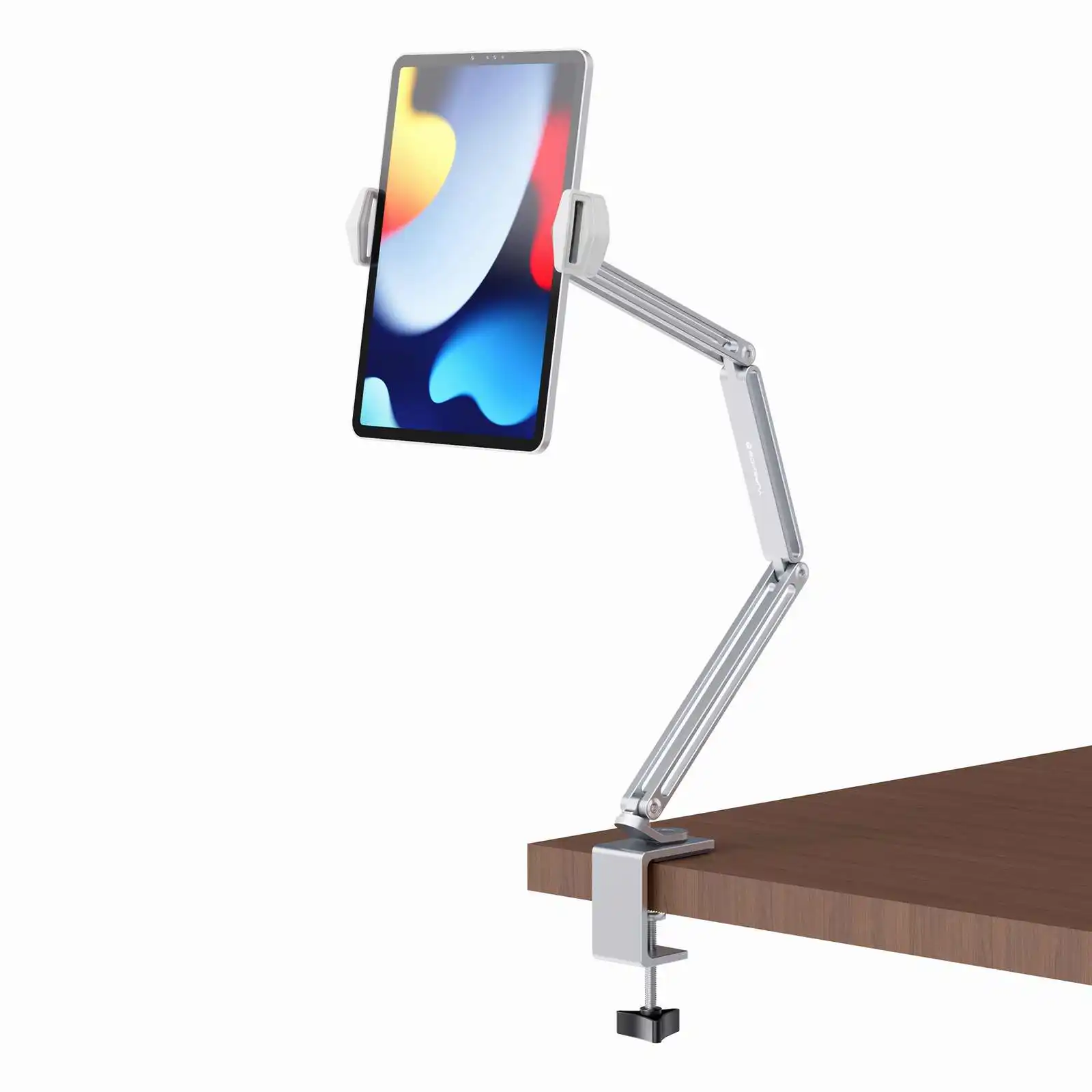 Desktop Overhead Tablet Stand Adjustable for 4-12.9 Inches iPad Tablets Aluminum Arm Holder Bracket Mount for Desk Bedside