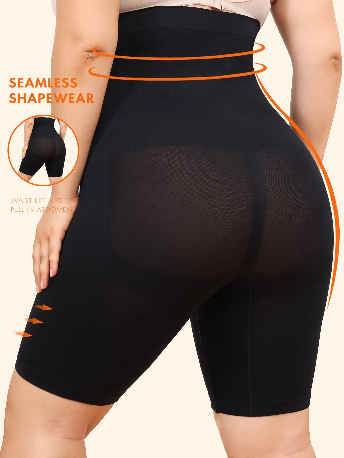 Plus-size women\'s leggings with seamless comfort and shaping features to slim the legs and lift the butt.