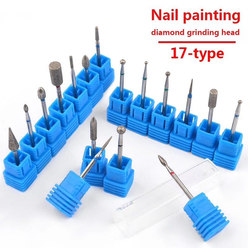 

17-type Nail Polishing Head Drill Bit Nozzle Cutter 3/32" Diamond Polisher Grinding Head Electric Manicure Machine 2.35mm Shank