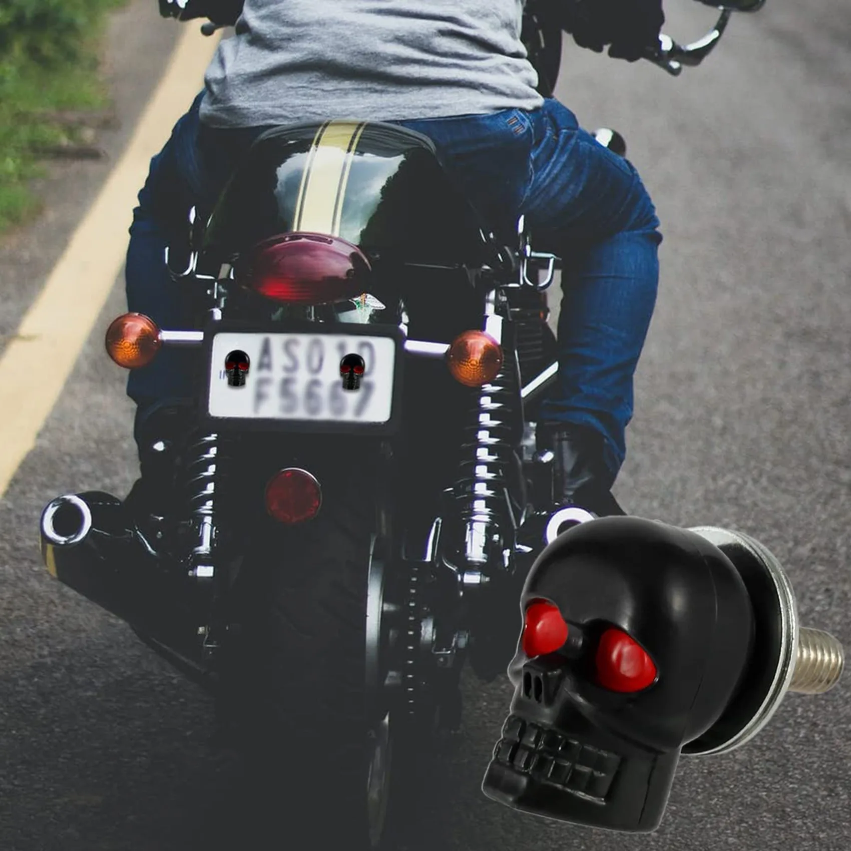 New 1 Pair Motorcycle Skull Number Plate Frame Screws Fitting Screw Black