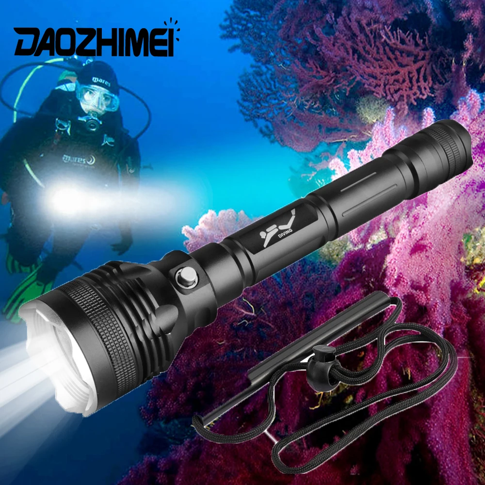 

4000lm 100M Deep Diving Powerful Scuba Diving Flashlight Led Dive Torch IPX8 Waterproof Underwater Night dive freediving