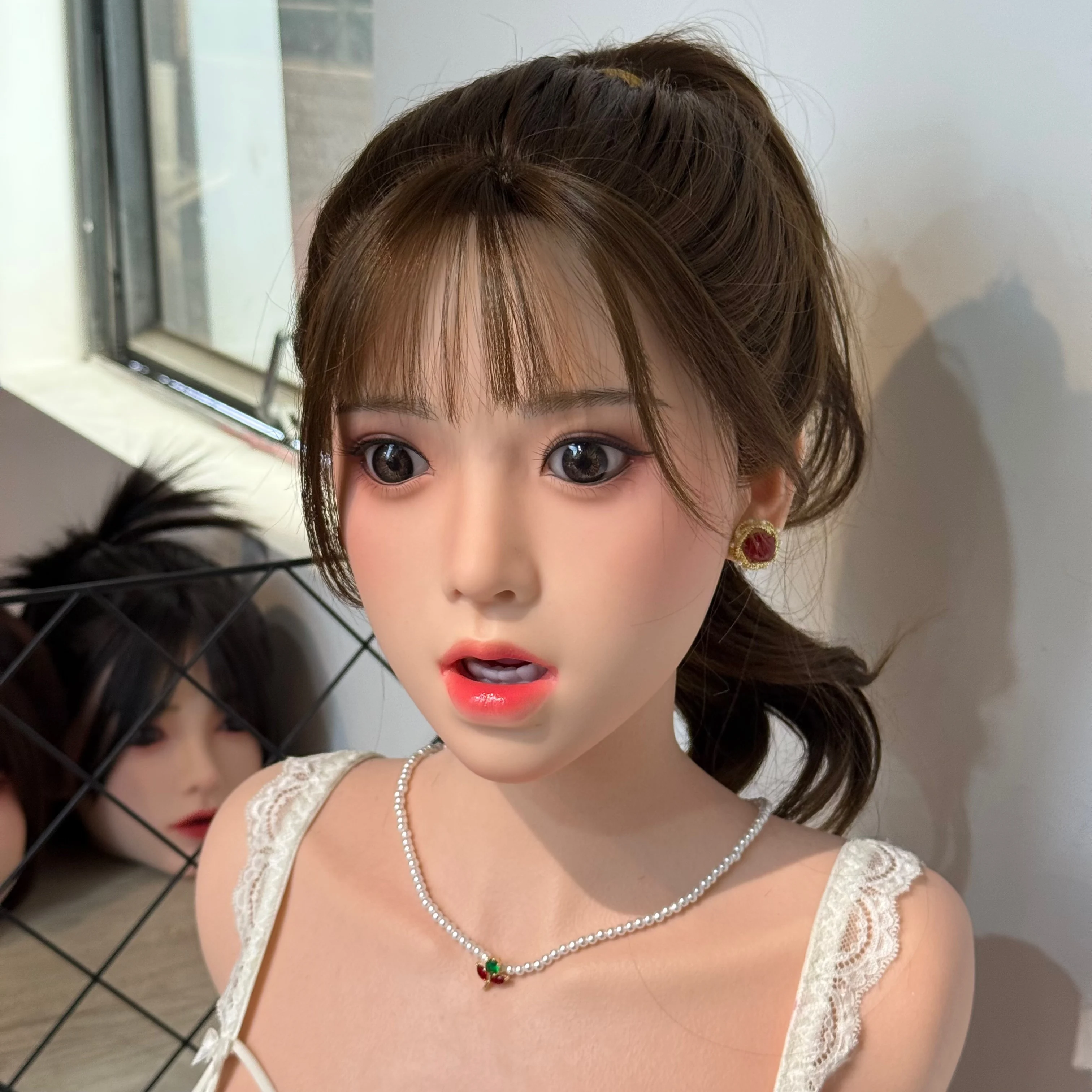 【Wonanii】Food Grade siliconen grote kop model M16 schroefinterface, open mond met pruik tanden tong leerlingen-