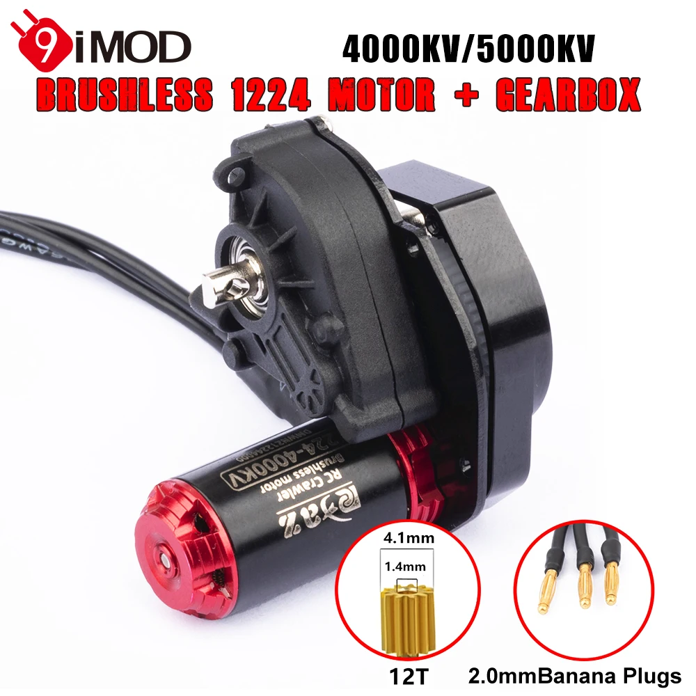 9IMOD RC 1224 Brushless Motor Outrunner 4000kv 5000KV Mini Motor 2S with Gearbox For RC Crawler Car Axial SCX24 WPL FMS FCX24M