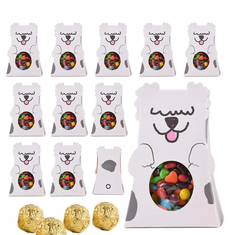 12pcs/lot Lovely Dog Cat Candy Box Cute Animal Gift Box Paper Gift Bags With Window For Kids Birthday Party Supplies&Decorations