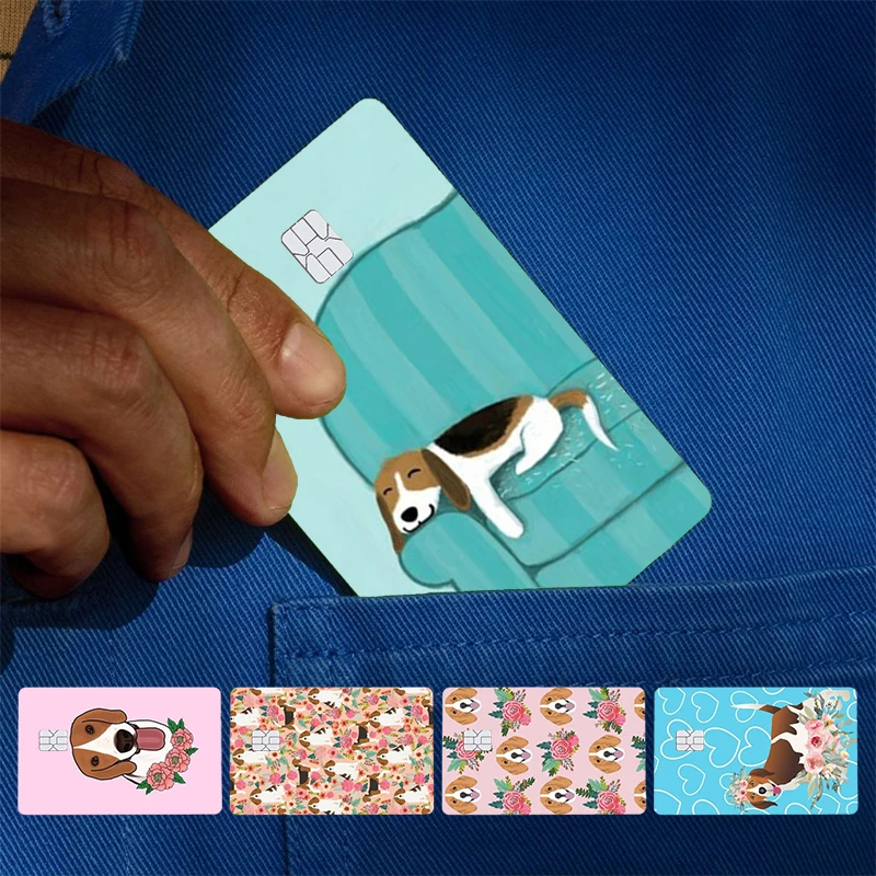 Beagle Floral Dog Cover Skin Sticker For Credit Card Bank Debit Bus Card Front Side