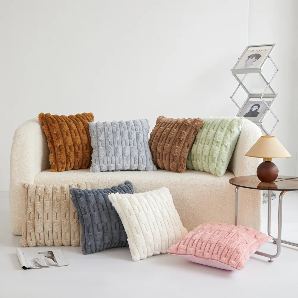 

For Home Original Advanced Luxury Home Use Waist Backrest Sofa Pillow Geometric Pattern PVC Bubble Velvet Cushion Square Shape