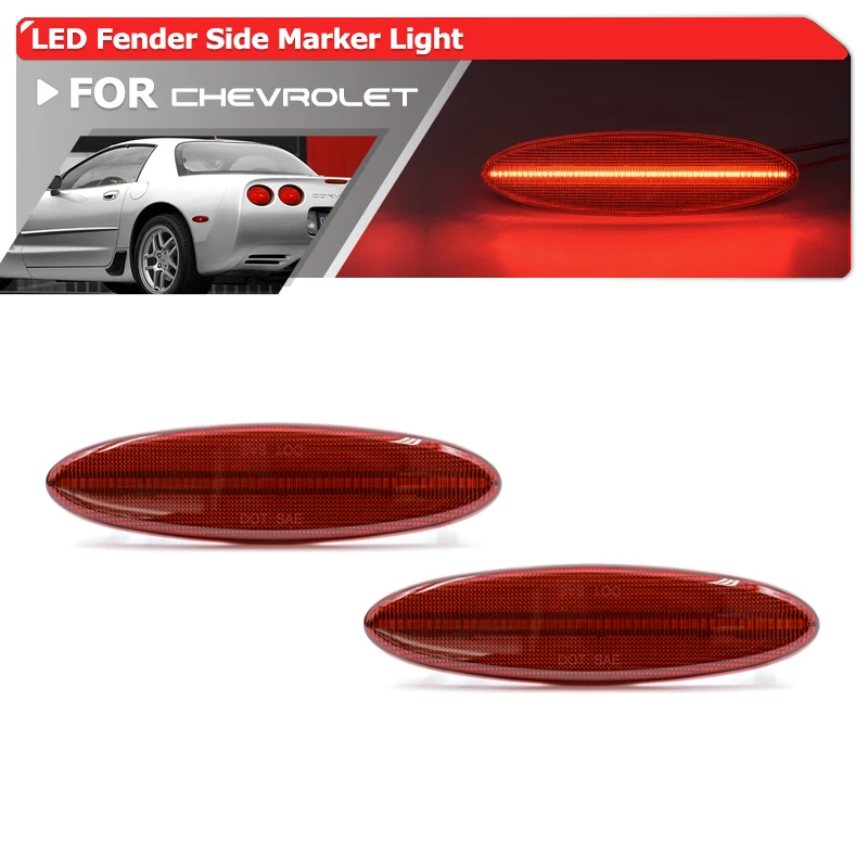 

Комплект светодиодных боковых габаритных фонарей Corvette C5 для Chevrolet Chevy Corvette C5 Z06, красные указатели поворота заднего бокового крыла 1997-2004 гг.