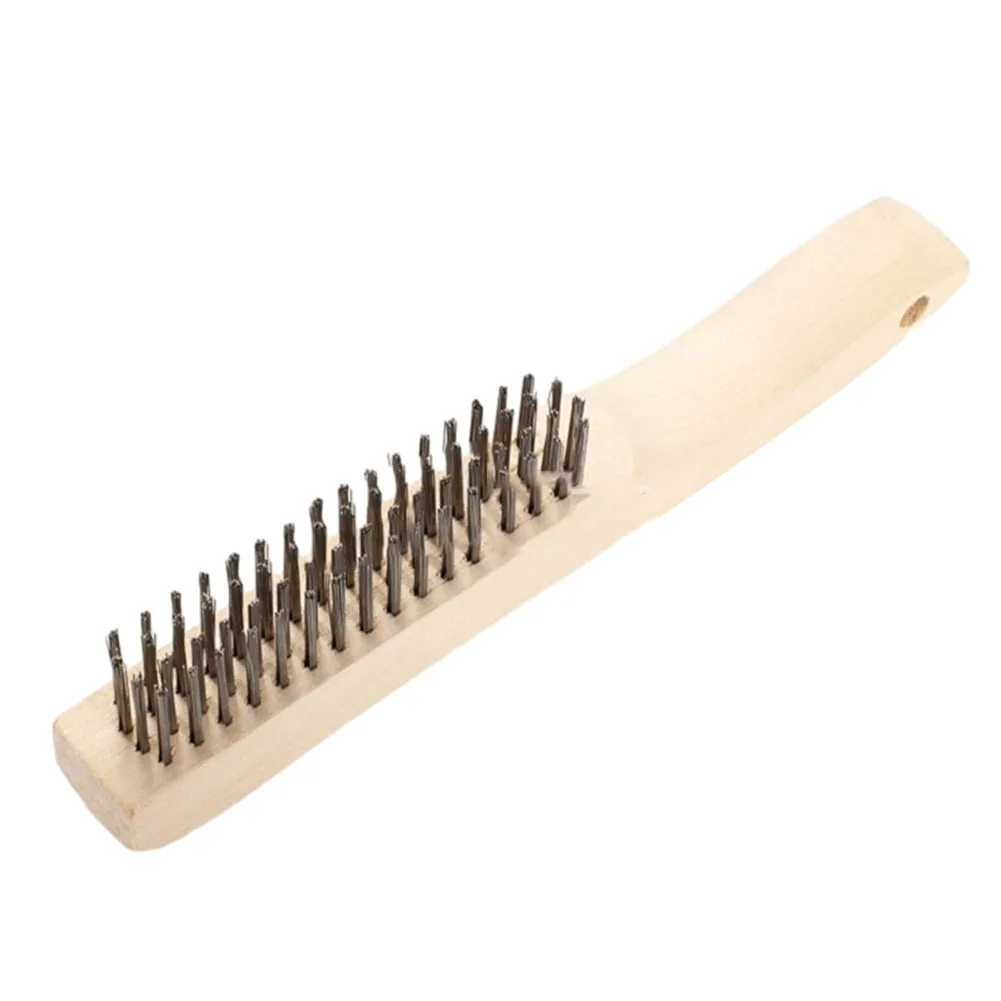 Row Brushes Wire Brush 14 Inch 2pcs For Industrial Polishing Grinding Cleaning Scratch Derusting Brush Wood Handle