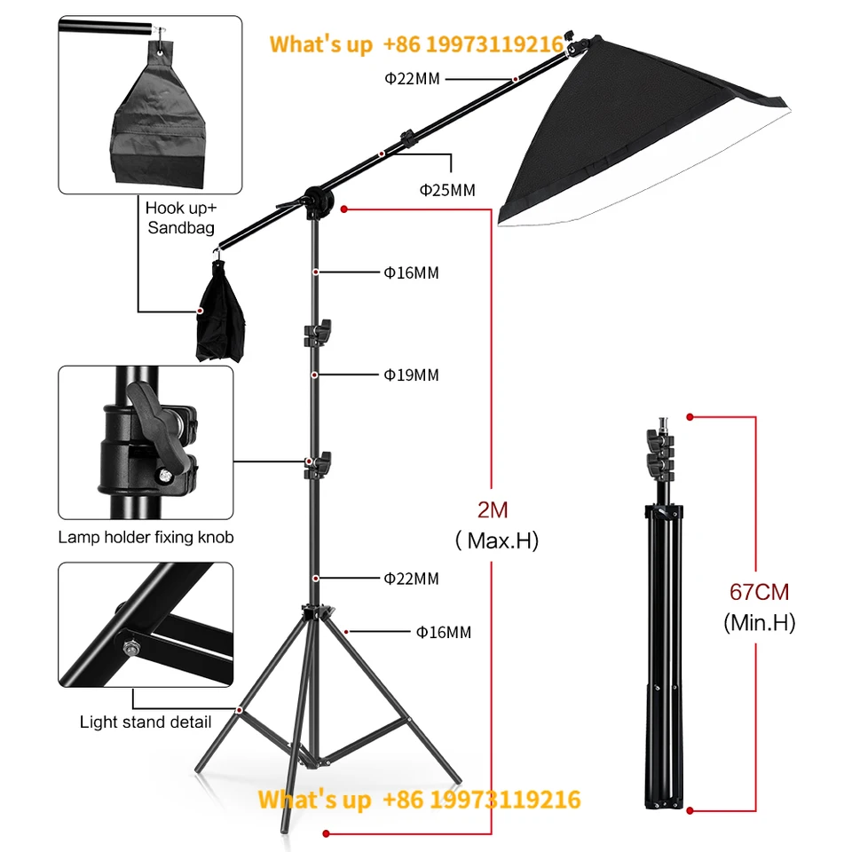 2026 Aluminum Alloy Nylon Material Photography Equipment Kit Softbox Lighting Stand Cantilever Tripod Photo Studio Background Su