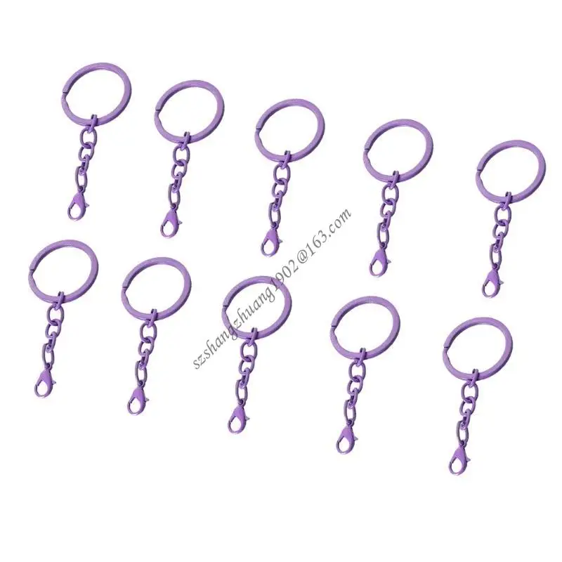 Set Of 10 Keychain Rings Assorted Colors Rings with Chains and Secure Clasps Fashionable Holders Accessories Q6RB