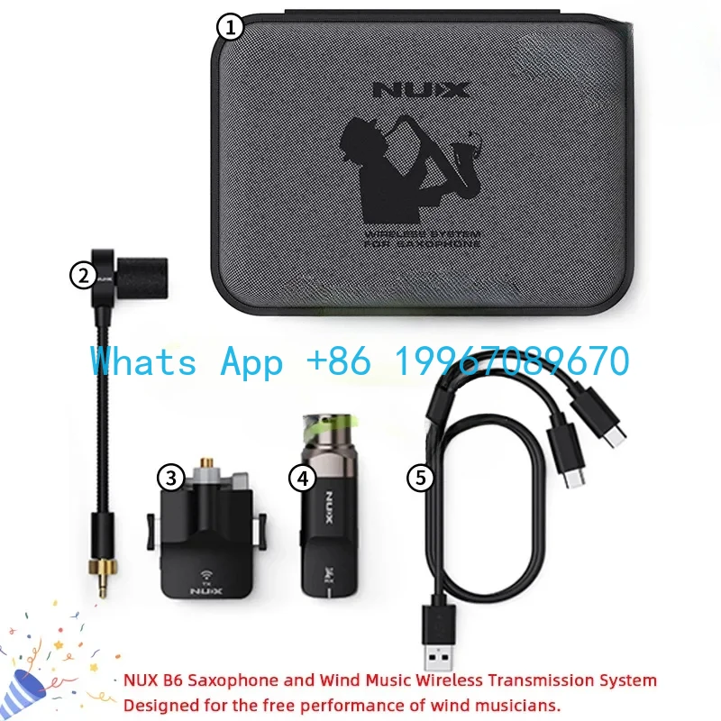 NUX Wireless Microphone,B6 Saxophone Microphone,Wireless Receiver and Transmitter,Plug and Play,Great for Trumpets, Clarinet
