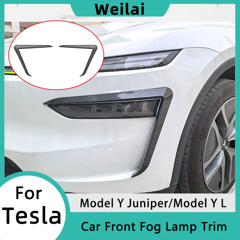 

For Model Y Juniper Front Fog Lamp Trim Cover Model Y L 2026 Car ABS Front Bumper Wind Knife Spoiler Fog Light Eyebrow Accessory