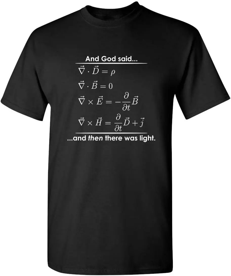 

God Said Let There Be Light Funny Graphic Novelty T-Shirt for Math Teacher