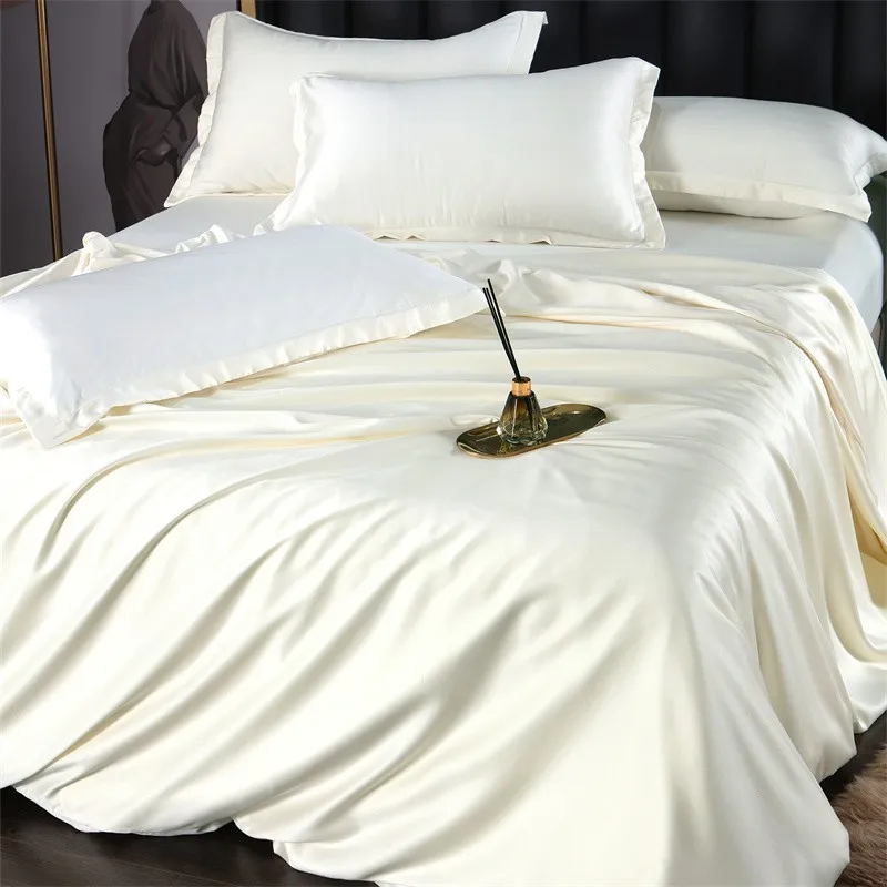 Imagem -03 - Quality White Duvet Cover Conjunto Folha de Cama Fronhas Twin Double Queen Eucalyptus Lyocell Natural Silky Soft Cooling Bedding Set