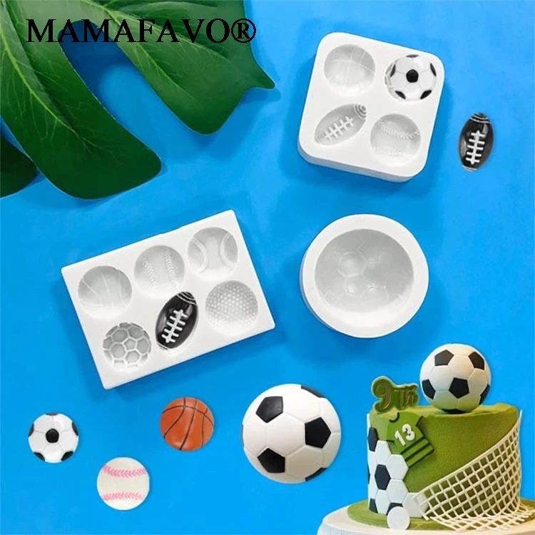 Sport Ball Silicone Molds Football Basketball Tennis Fondant Cake Decorating Tools DIY Party Candy Chocolate Moulds F006
