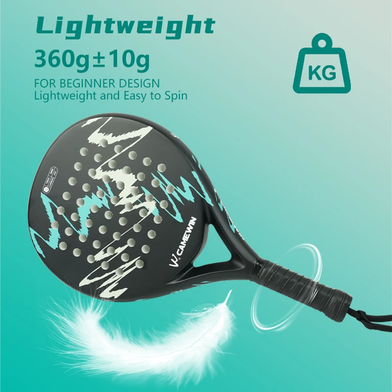 Raquete De Padel De Superfície De Fibra De Carbono POWKIDDY, Raquete De Tênis Em Forma De Pá, Memória EVA, Núcleo De Espuma Elástica