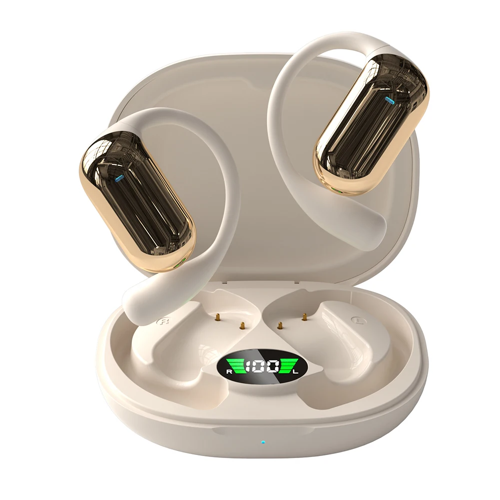 BT 5.3 AI Translation Earbuds with Ear Hook Wireless Earbuds Long-Lasting Real-Time Translation Earphone for Travel and Business