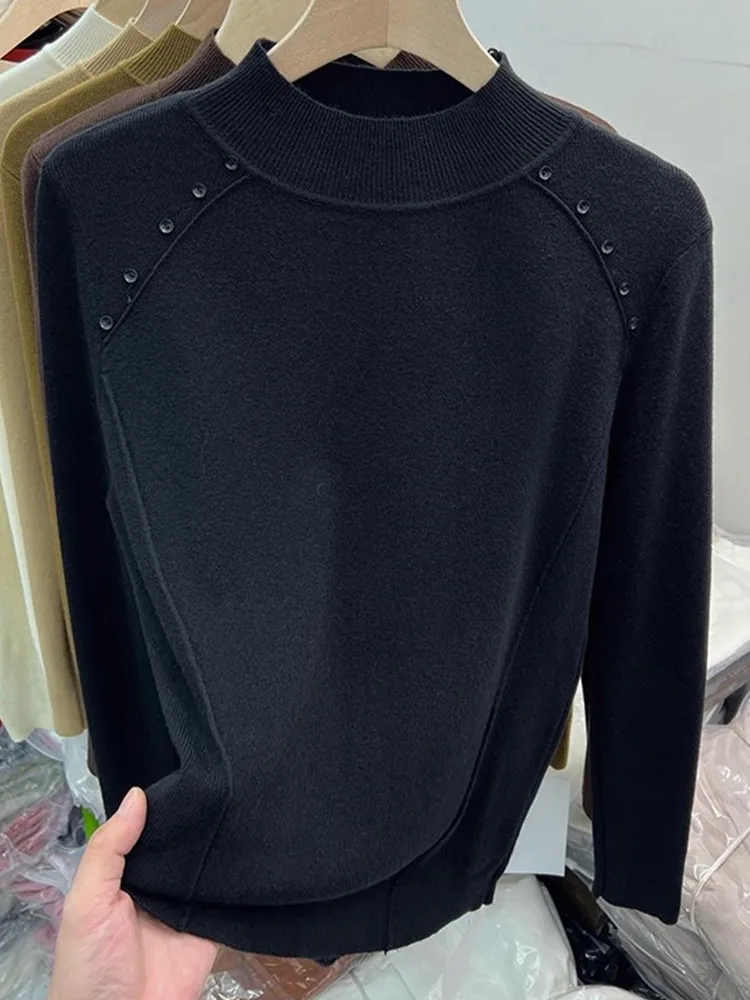 حجم كبير المرأة فضفاضة التخسيس f عالية Ne اللون تريكو الخريف الشتاء بسيط العلوي الدافئة قاعدة طبقة العصرية #3