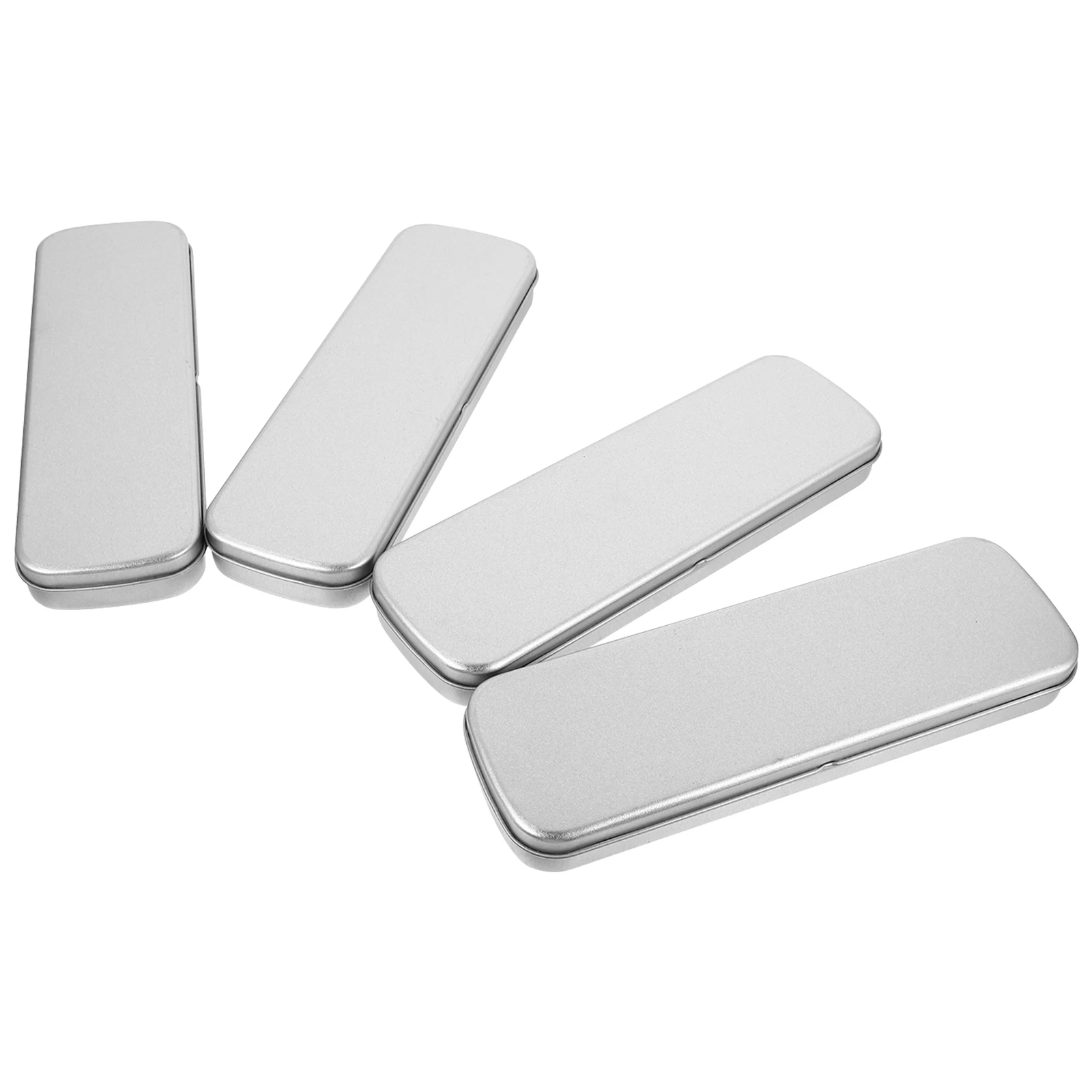 Tinplate Stationery Box Durable Practical Silver Curled Design Easy Use Gift Small Pencil Case Pen Storage Multi Functional