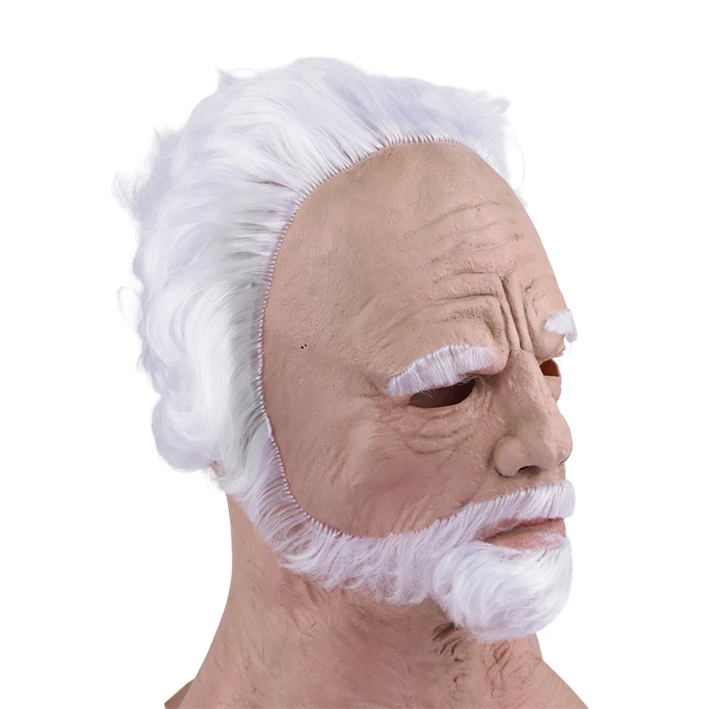 1 Stück Halloween-Dekoration Männermaske Vollkopfmaske Realistische Silikon-Oldermaske Simulationszubehör Party-Cosplay-Requisiten – Detail 6