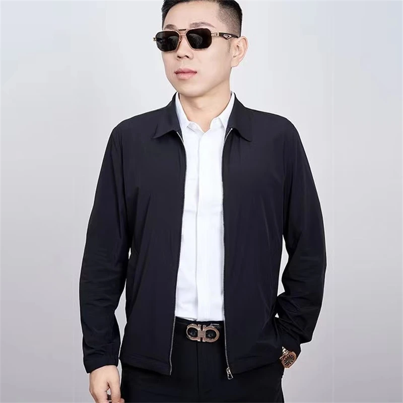 

Lightweight Summer 2024 Men's Busin Adstrative Jaet Slim Fit Collared Sun Protection Outerwear Breathable Zipper Dec...