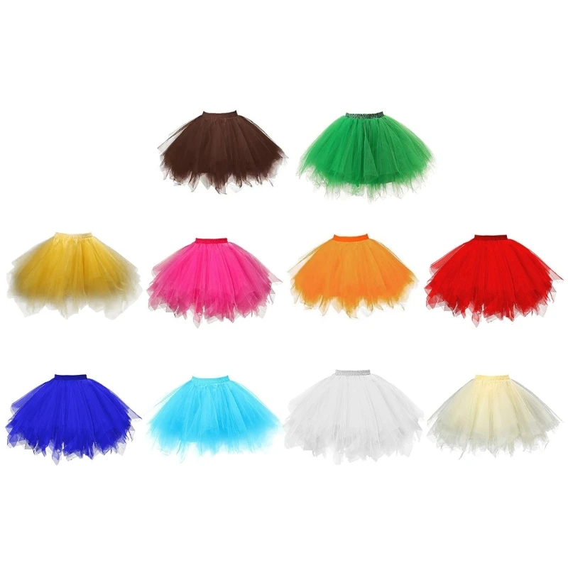 Women Princesses Skirt Layered Tulle Tutus Skirt Elastic Highs Waist Tulle Skirt Dropsale