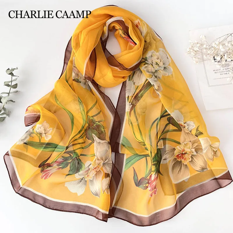 

Fashion Chiffon Flower Print Scarf Women Elegant Georgette Bandana Travel Summer Thin Beach Sunscreen Female Foulard Shawl Wraps