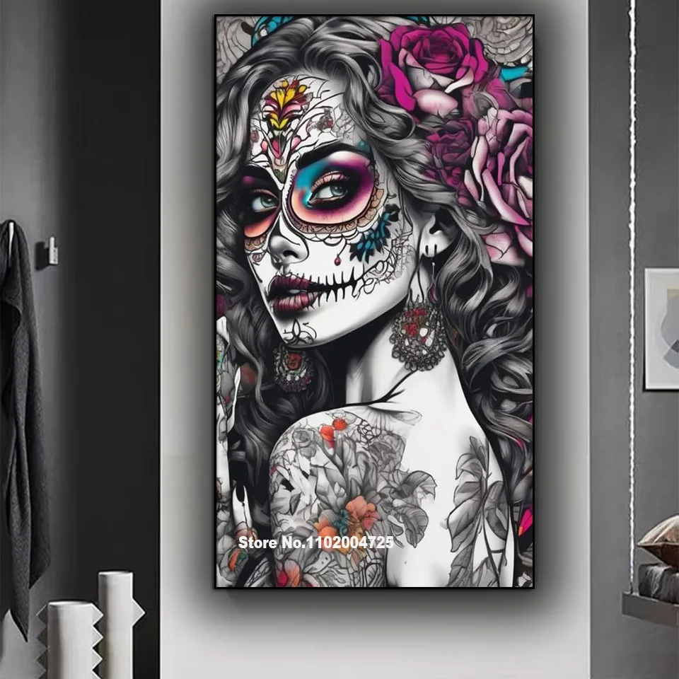 beautiful tattooed woman DIY 5D Diamond Painting New 2024 Full Square Round Diamond Embroidery Crafts Set Halloween Home Decor
