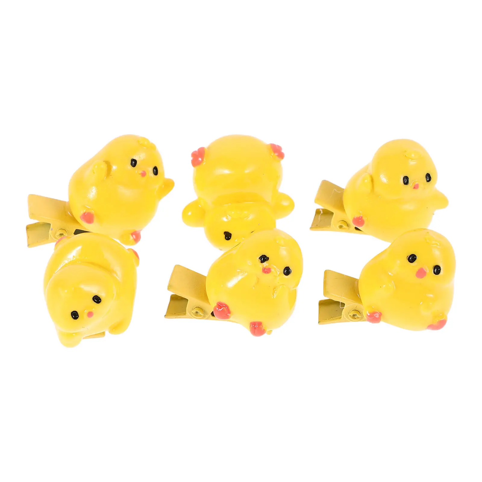 6Pcs Fun Yellow Chick Hair Clip Kids Cartoon Hairpin for Curtain Bangs Side Fringe Secure Alligator Clip Kawaii Fashion