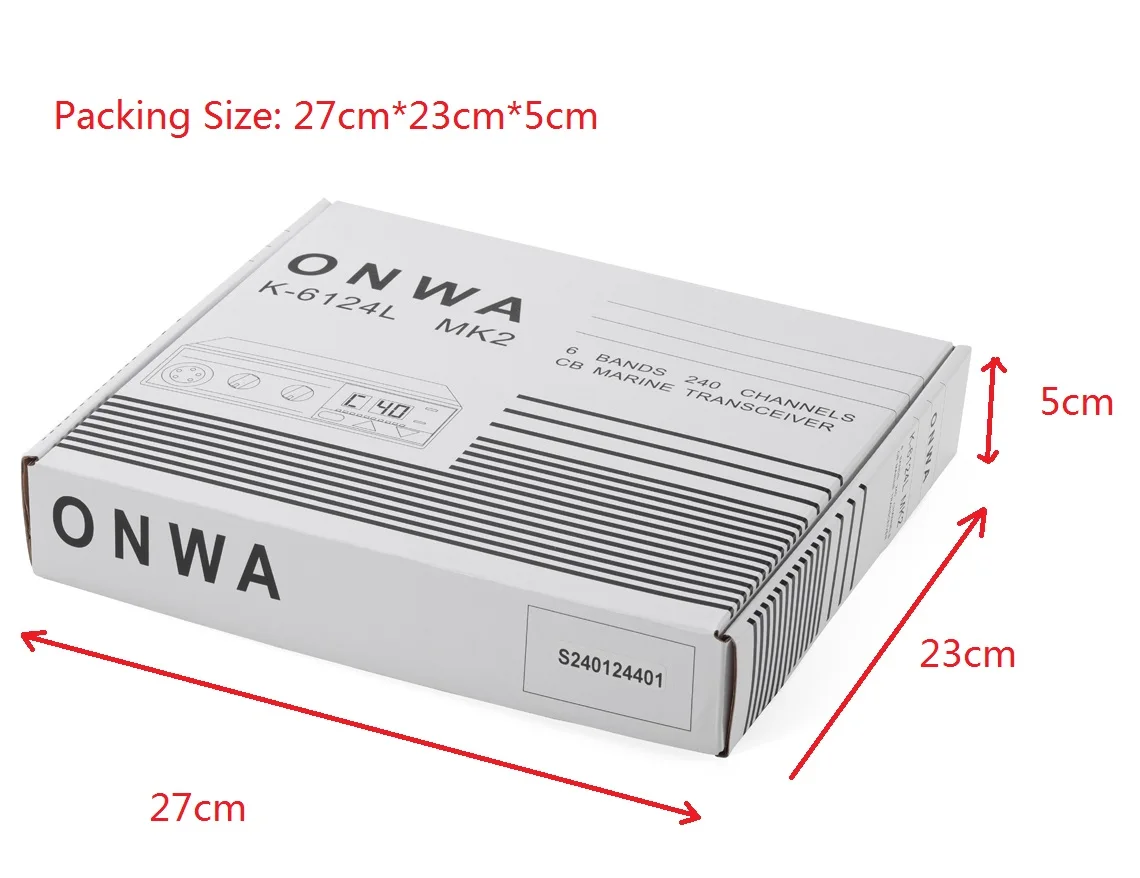 ONWA  Marine CB Transceiver,27MHz Radio 240 channels, 4W of transmit ，K-6124L MK2