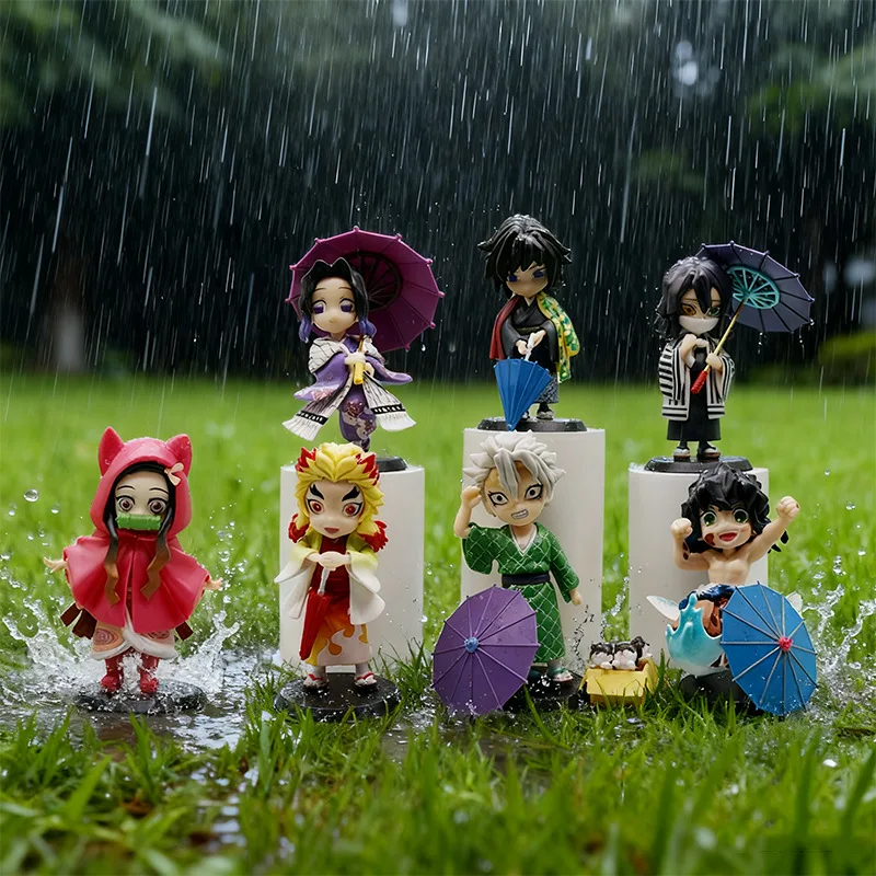 

Demon Slay Plum Rain Series Ab Blind Box Figurine Q Version Anime Character Kamado Tanjirou Figurine Anime Peripheral Ornament