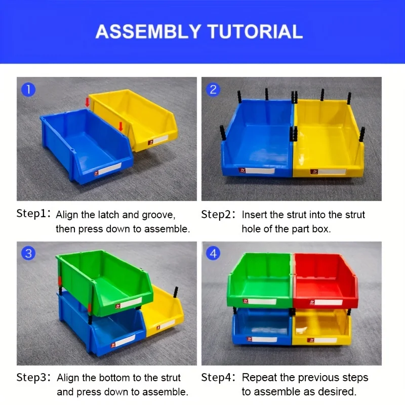 LEADLOONG X1 12pcs 180*120*80mm/7.09*4.72*3.15inch Plastic Stackable Storage Bins Small Tool Component Box for Garage