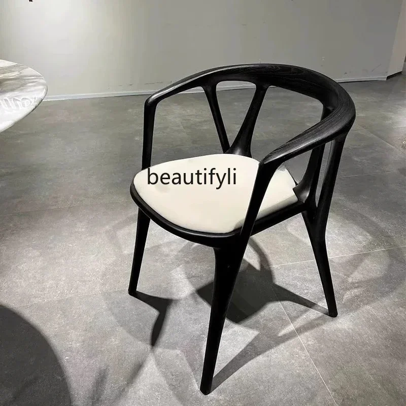 

ss K178 ss25 designer solid wood special-shaped household dining chair medieval quiet style personalized high-end armrest back c